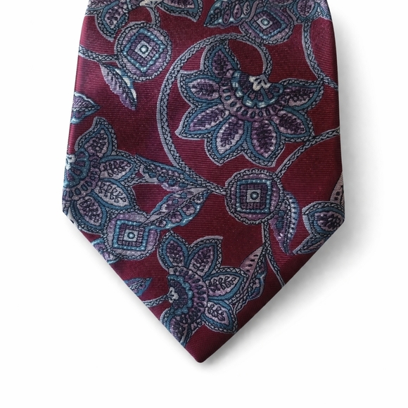 Givenchy Teal and Yellow Patterned Tie - Picture 3 of 9